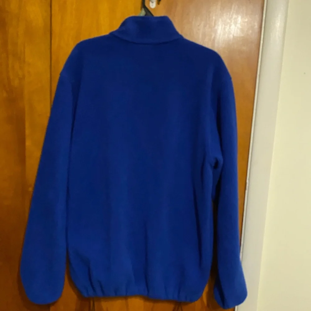 Land Ends Men Athletic Blue Fleece Zip-Up Long Sleeve Elastic Cuff Jacket, Sz L